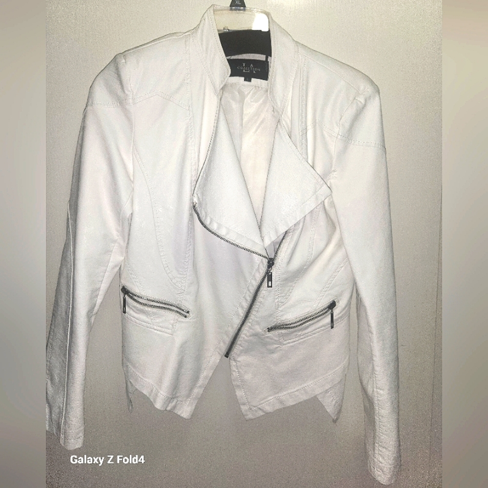 Coalition white leather jacket